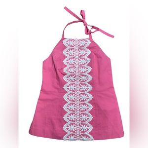 Lilly Pulitzer Pink Beaded Halter Top Womens Size 4 Barbie Core